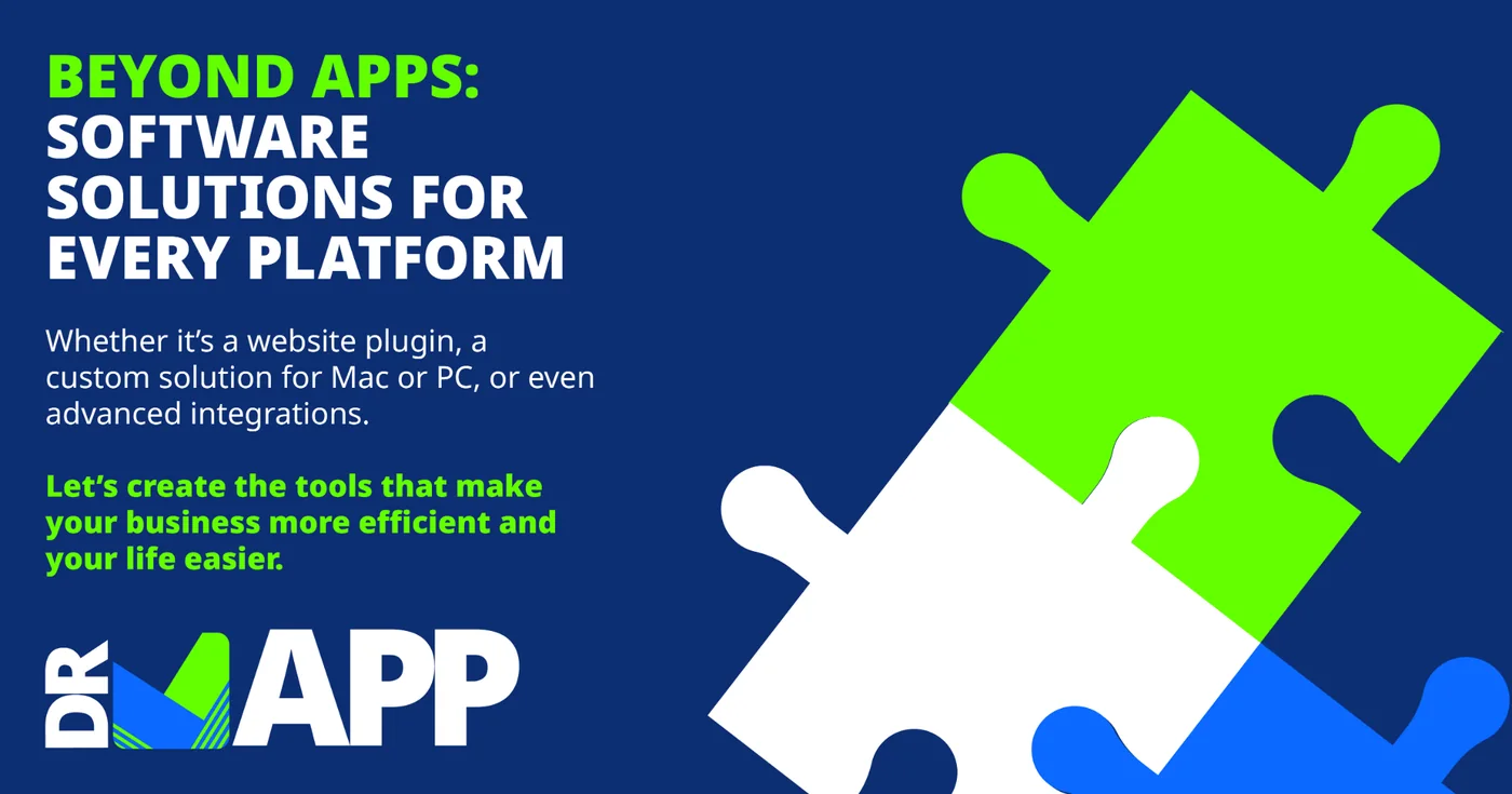 Doctor App social media graphic about software solutions