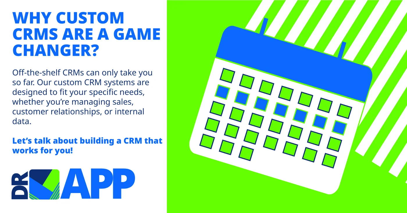 Doctor App social media graphic about custom CRM systems