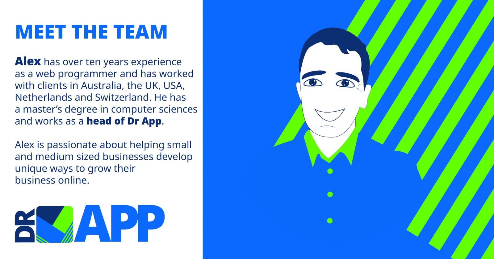 Doctor App social media graphic introducing the team