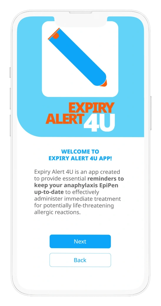 Expire Alert 4U welcome onboarding screen