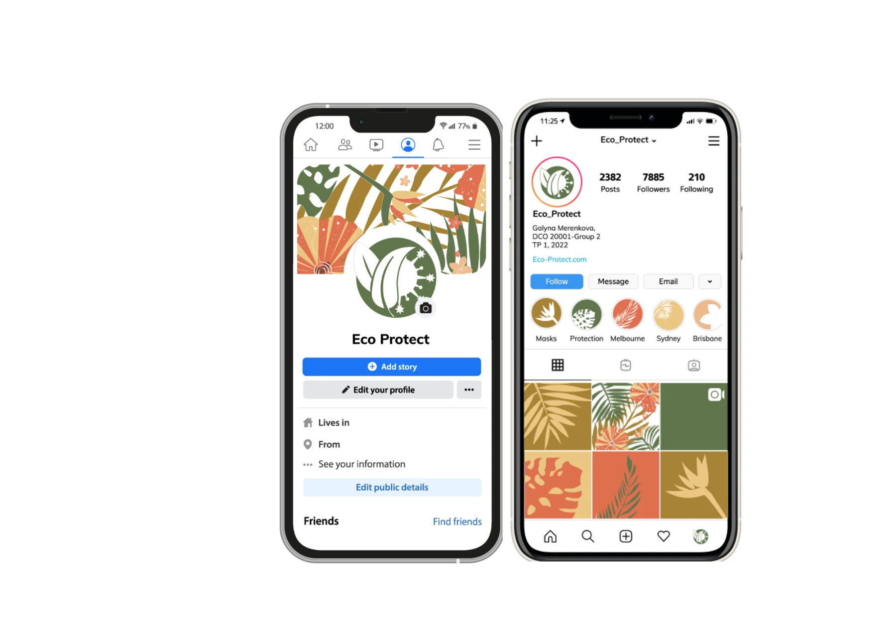 Eco Protect social media profiles and content system