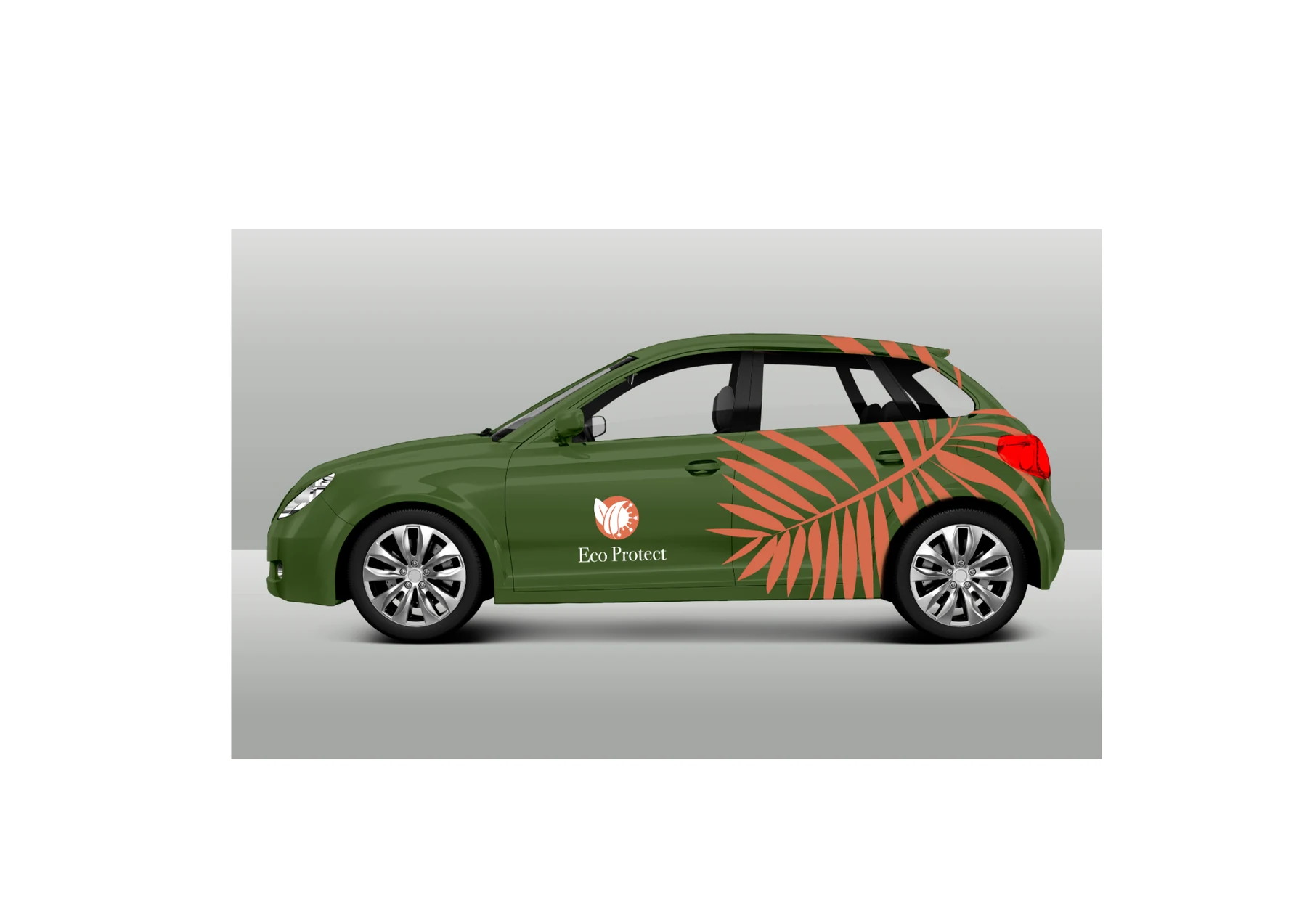 Eco Protect botanical graphics applied to a branded vehicle