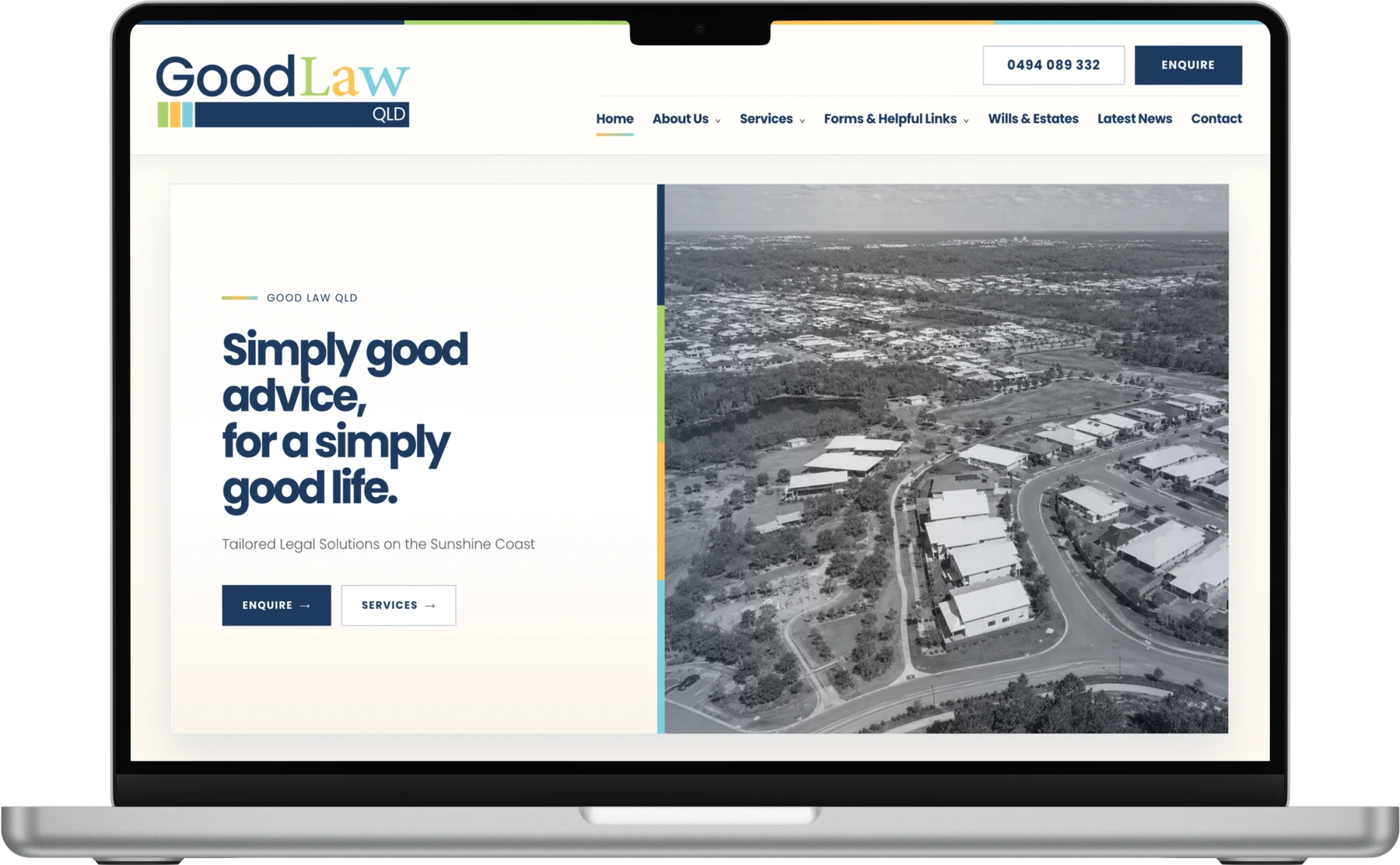 Good Law QLD website displayed on a laptop